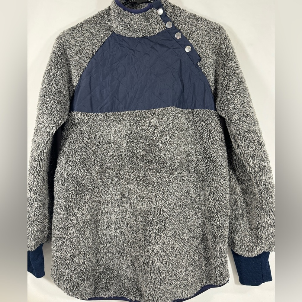 Cute fuzzy sweater with snaps detail
